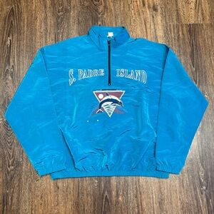 Vintage 80s S. Padre Island Surfwear Lightweight Windbreaker 1/4 Zip Made in USA